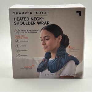 NIB Sharper Image Microwaveable Heated Neck & Shoulder Wrap - Navy